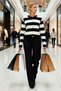 Women's Striped Crew Neck Buttoned Knit Cardigan Comfortable Regular Fit a Special Addition to Your Everyday Style - 4