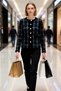 Women's Plaid Pattern Soft Textured Crew Neck Long Sleeve Regular Fit Knitwear Cardigan Coat Look - 4