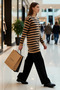 Women's Striped Crew Neck Buttoned Knitwear Cardigan Functional Durable Quality Comfortable Stylish - 4