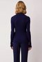 Women's Polo Neck Fitted Long Sleeve Corded Fabric Knitwear Cardigan Casual Elegance and Offering Design - 6