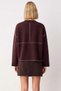 Women's Contrast Stitching Detailed Short Cut Knitwear Jacket Wide Fit Low Armhole Crew Neck Design - 6