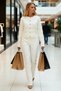 Women's Textured Crew Neck Crop Knit Cardigan Long Sleeve Stylish Buttoned Comfortable Fit Offers Everyday Elegance - 4