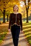 Women's Body-Fitting Ribbed Knit Crop Cardigan with Ribbon Buttons Piped Detail Stylish and Comfortable Sports