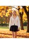 Women's Regular Fit V-Neck Balloon Sleeve Rose Detail Crop Knit Cardigan Offers Elegance with Its Soft Texture