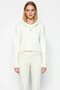 Women's Zippered Crop Hooded Knitwear Cardigan Textured Knit Detailed Stylish and Comfortable for Everyday Outfits - 4