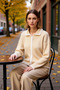 Women's Oversized Cut Polo Neck Long Sleeve Zippered Knitwear Cardigan Winter Days with Soft Texture - 3