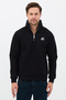 Embroidered Half Zipper Black Mock Neck Sweatshirt - 2