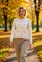 Women's Cropped Cut Metal Detail Crew Neck Long Sleeve Soft Textured Knitwear Cardigan Casual Styles