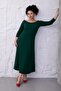 Women's Green Boat Neck Three Quarter Sleeve Cupped Plus Size Stretchy Dress - 4