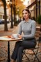 Women's Soft Textured Corded Fabric Crop Zippered Knitwear Cardigan Polo Neck Detailed Comfortable Casual Chic - 3