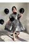 Silver Sequins Big Bow Detail Sparkly Evening Dress + Buckle + Neck Collar
