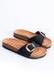 Madrid Women's Single Strap Large Gold Buckle Detail Eva Comfortable Sole Casual Daily Anatomical Suede Flat Slippers - 2