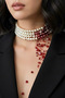 Pearl Blood Textured Choker Crystal Necklace Vampire Necklace