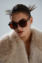 Round Brown Unisex Glasses with Blue Light Protection - 4