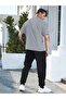 Men's Gray Vertical Print Oversized T-shirt Jogger Set - 2