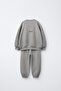 Unisex Children's Cotton Gray Minimal Printed Tracksuit Set – Relaxed Fit - 2