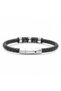 Genuine Leather and 316L Steel Black Men's Bracelet 31834B21D1 - 6