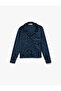 Comfortable Fit Long Sleeve Shirt Collar Starry Velvet Pajama Top - 3