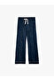 Star Patterned Waist-Tied Loose-Leg Velvet Pajama Bottoms - 3