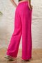 Women's Wide Leg Comfortable Pants with Front Pleats and Pockets - Fuchsia - 8