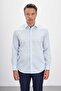 Iron-Free 100% Cotton Non Iron Classic Collar Blue Satin Men's Shirt - 5