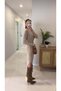Tesella Stone Corded Fabric Side Slit Dress - 3