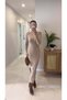 Tesella Stone Corded Fabric Side Slit Dress - 2