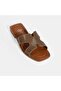 Women's Brown Patent Leather Slippers - 5