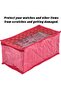 Pink Fabric 10 Transparent Pouches Jewellery Box, Standard - 2