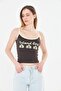 Women's Brown Color Printed Tank Top - 3