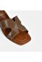 Women's Brown Patent Leather Slippers - 6
