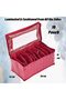 Pink Fabric 10 Transparent Pouches Jewellery Box, Standard - 6
