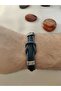 Men's Black Braided and Patterned Rope Detailed Bracelet, Metal Detailed Accessory - 2