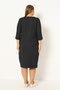 Women's Plus Size Anthracite Jacquard Pocketed Three Quarter Sleeve Wrap Dress - 6