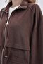 Brown Women's Waist Elastic Detailed Pocketed Zipper Closure Oversized Modal Bottom Top Set - 6