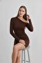 One Shoulder Open and Gathered Stretchy Sandy Dress - 3