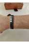 Men's Brown Braided Leather Bracelet with Metal Detail, Steel Clasp - 2
