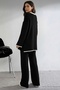 Shepherd Stitch Double Knit Suit with Side Slit Detail - Black - 4