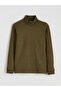 Khaki Half Turtleneck Basic Boys' T-Shirt - 2