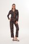 Women's cotton modal shirt collar front button black pajama set 7010 - 5