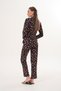 Women's cotton modal shirt collar front button black pajama set 7010 - 3