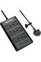 10-in-1 Power Strip: 6 UK-UAE Outlets + 4 USB, 2m Cable