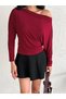 Burgundy Boat Neck Off Shoulder Blouse - 5