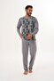 Men's grey pajama set with star pattern and front button closure 8032