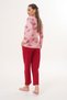 Women's Cotton Palm Patterned Open Placket Burgundy Pajama Set 7026 - 3