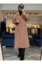 Women's Double-Breasted Collar Pocket Detailed Cashmere Brown Coat 13300 - 5
