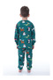 New Year Themed Green Penguin Unisex Children's Pajama Set - 2