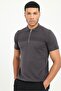 Men's Slim Fit Polo Collar Anthracite Knitwear T-Shirt - 3