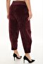 Plus Size Corded Fabric Velvet Mom Elastic High Waist Women's Pants - 3