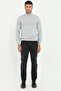 Men's Slim Fit Half Turtleneck Gray Melange Knitwear - 2